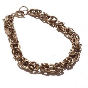 Vintage Chunky Gold Tone Byzantine Chain Link Bracelet 8 Inch